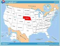 Map showing the location of Nebraska
